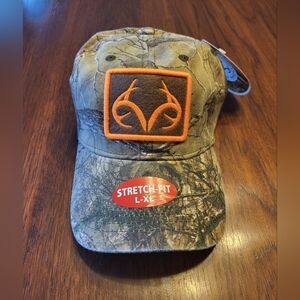 Realtree Men's Camouflage & Blaze Orange Stretch Fit L/XL Outdoor Hat New